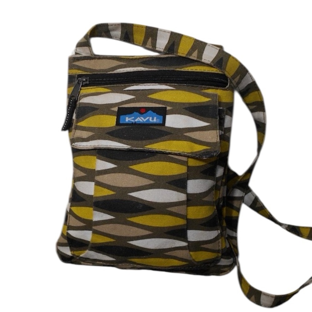 KAVU Keeper Canvas Crossbody Bag Purse Multi-Color Yellow Beige White Black